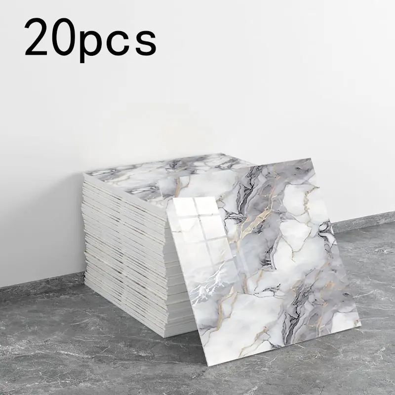 20 pieces of marble veneer and adhesive wall panels, Waterproof Self Adhesive, Peel And Stick Panels For Walls, polyvinyl chloride foam wall panels, suitable for kitchens, bathrooms and living rooms, Diy, Stick On Wall Panels