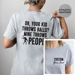 Funny Wrestling Mom or Dad T-Shirt Customized With Wrestler Name and Team, Front and Back Design, Gift for Wrestling Mom or Dad
