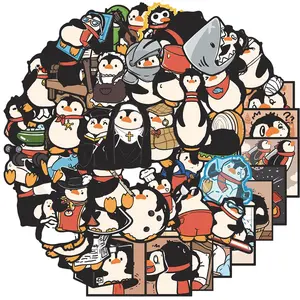 Penguin Pattern Sticker, 50pcs/set Cute Vinyl Waterproof Sticker, Decorative Sticker for Water Bottle Laptop Guitar Phone Skateboard, Ornaments