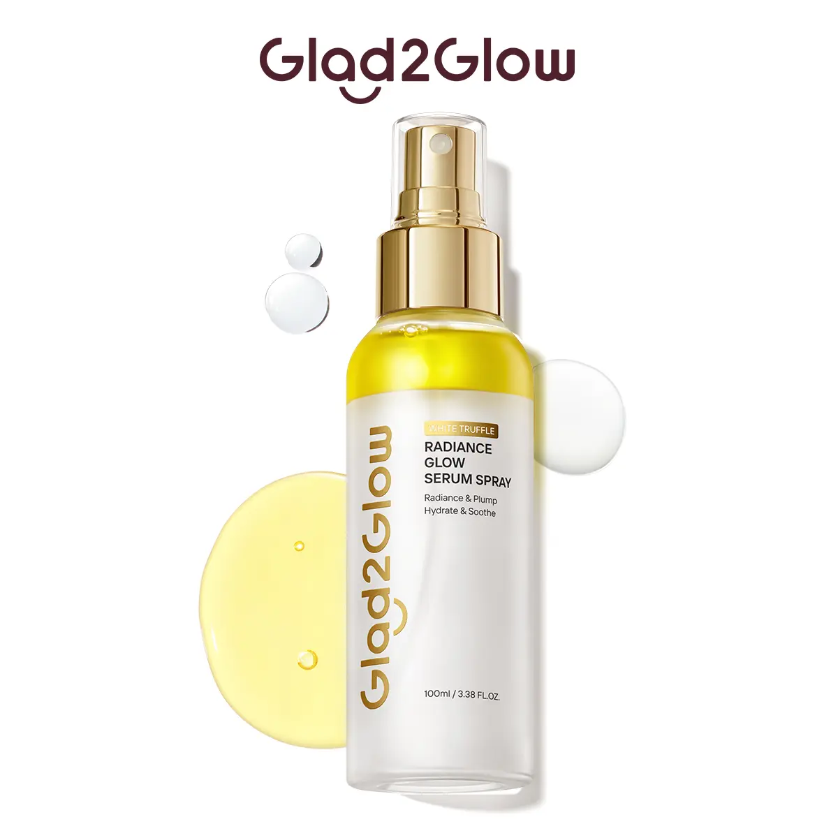 [New Launch] Glad2Glow White Truffle Radiance Glow Serum Spray - Lightweight Hyaluronic Bi-Phase Mist, Hydrating Moisture Boost for Glass Skin, Makeup Setting Facial Oil Spray