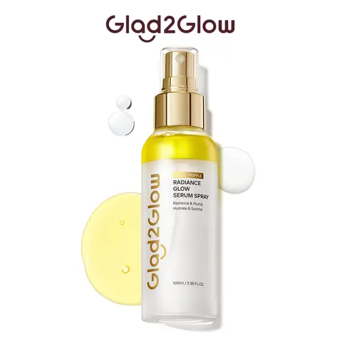 [New Launch] Glad2Glow White Truffle Radiance Glow Serum Spray - Lightweight Hyaluronic Acid Bi-Phase Face Oil Mist, Hydrating Boost for Glass Skin, Makeup Setting Option, All Skin Types, Spray-On, Damage Repair, Freshness, No Harmful Additives