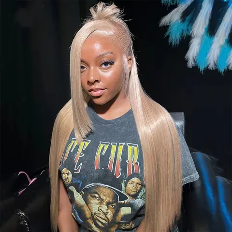 Milk Tea Ash Blonde Wig Human Hair 13x4 Straight Lace Front Wigs Human Hair Pre Plucked 200 Density Lace Frontal Wig for Women