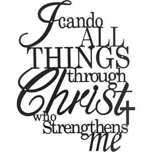 I Can Do  Things Through Christ Metal Wall Art,Metal Christian Wall Decor (Black)