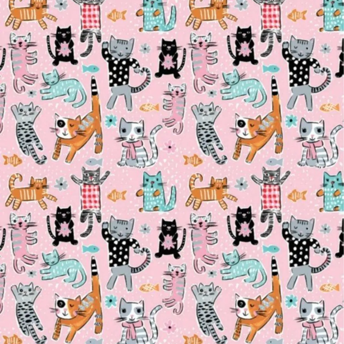 Springs Creative JFD Cute Cat 100% Cotton Quilting Fabric, Pink, 0.5 Yd