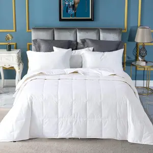 Summer Down Comforter  Size, Extra Lightweight Blanket/Duvet Insert for Hot Sleepers, Noiseless & Extra Soft,106x90 inches,White