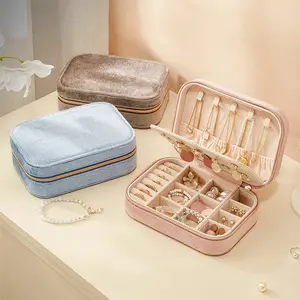 Velvet Jewelry Box, Ring Necklace Earring Box, Large Capacity, Multi-layer, Jewelry Storage Box