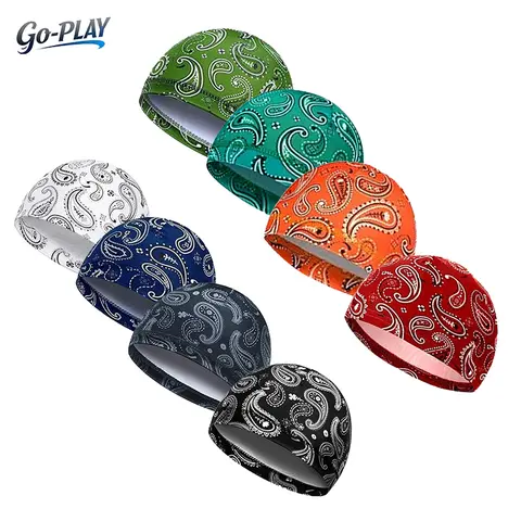 4Pcs Unisex Universal Paisley Skull Cap Liners - UPF 50+ UV Protection, Cooling, Breathable, Quick-Drying, Sweat-Wicking Beanies for Biking, Summer Sports, Outdoor Use