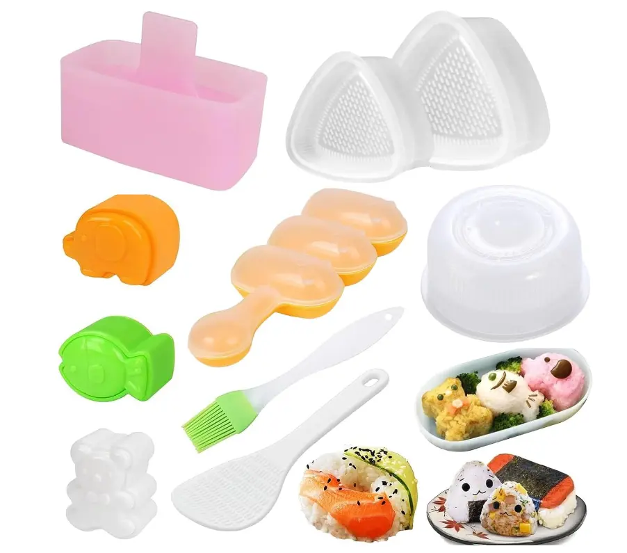 10Pcs Nonstick Shaped Onigiri Mold Set - Large Triangle Rice Ball Press, Spam Musubi Maker, Sushi Rolling Mat, Rice Scoop Kitchen Utensils Kit for Lunch Bento, Home DIY (Home Improvement)