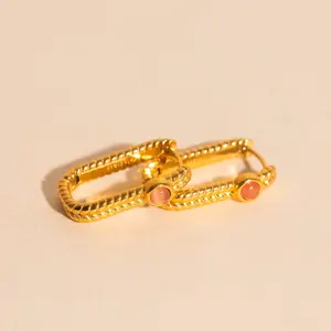 Rope Rectangle Huggie Hoop Earrings