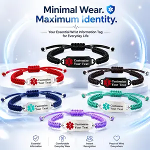 Medical Alert Bracelet for Men & Women, Pre-Engraved Emergency ID with Dynamic QR Code Linked to Online Profile, Adjustable Waterproof Braided Safety Wristband for Daily Wear, Travel & Sports