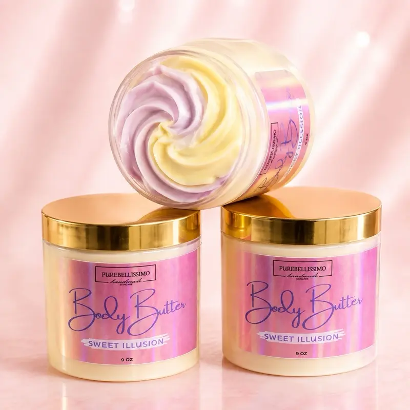 PureBellissimo Handmade Body Butter Sweet Illusion 9 oz - Luxurious Moisturizing Cream for Soft Skin