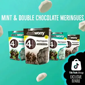 Meringues 4-Pack | Mint & Double Chocolate | Just 4 Cal per Piece, Low Sugar, Refreshing & Indulgent Cookie Delight