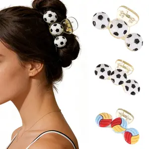 AWAYTR Fashion Hair Accessories for Women Funny Sport Hair Clips Football Volleyball Hair Claw Clips Cute Non-Slip Jaw Barrette Gifts for Girls Thick Thin Hair