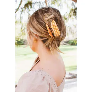 Orange Checkered Claw Clip