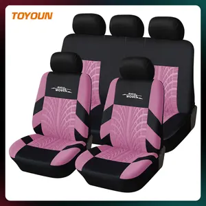 Complete set of car seat covers, 4mm composite sponge, airbag compatible, women's pink full set of seat protectors, suitable for cars, trucks, SUVs, vans, essential accessories for car interiors