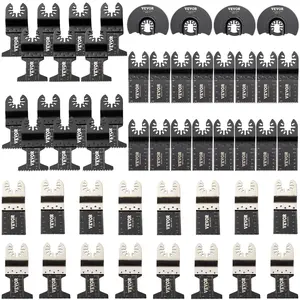 fathersdaygift VEVOR 50 PCS Oscillating Saw Blades, Quick Release Multitool Blades Kit, HCS Tool Blades for Wood Plastic Metal Nails Bolts, Compatible with Dewalt Dremel Fein Worx Bosch Makita Milwaukee