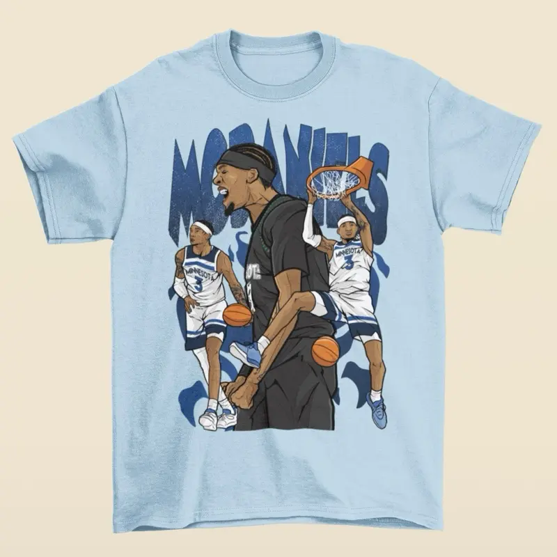 Jaden McDaniels Cartoon Style Minnesota Basketball T-Shirt - Men’s Adult Sizes, 100% cotton tee, unisex style