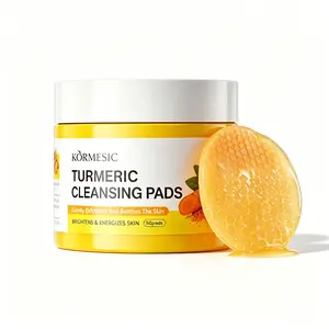 Turmeric KojicAcid Facial Cleanser Pads, 50-Count Daily Makeup Remover with Ceramide & Hyaluronic Acid - Pore-Cleansing, Freckle-Fading, Exfoliating, Hydrating, Gentle Non-Irritating for Smoother Radiant Skin