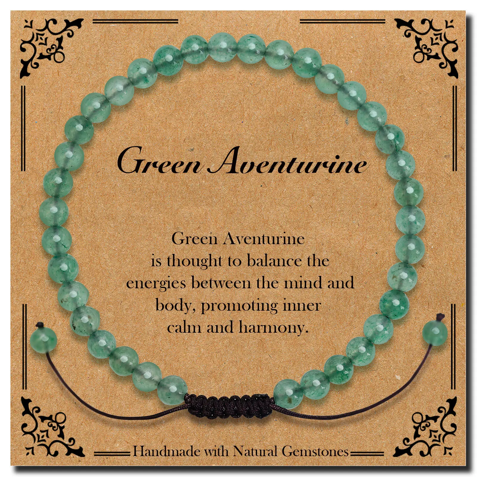 BONNY BOXX Braided Genuine Green Aventurine Bracelet for Unisex, Handcrafted Spiritual Items, Adjustable Crystal Healing Jewelry Gift