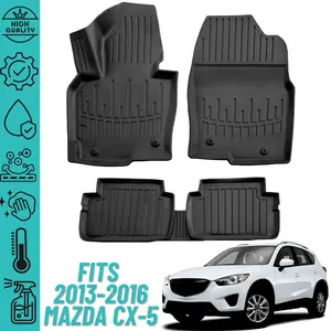 2013-2016 Mazda CX-5 Heavy Duty 3D Floor Mats - Custom Fit All Weather Liner Front & 2nd Row Full Set Rubber - Black