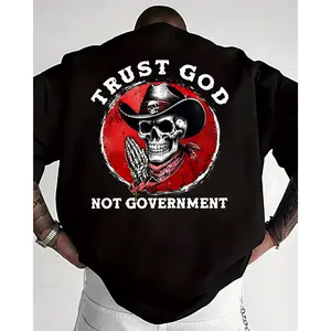 Trust God Not Government T-Shirt, Christian Conservative Shirt, Patriotic Faith Graphic Tee, Cowboy Skull Christian Shirt, Country Patriot Tee