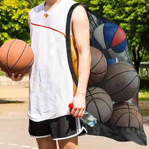 Extra Large Sports Ball Bag, Mesh Soccer Team Balls Bag, Drawstring Sport Equipment Storage Bag for Basketball, Beach Cloth and Swimming Gears
