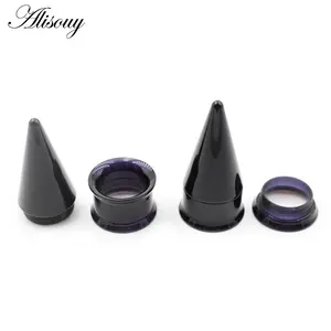 Alisouy 2PCS Cone Spike Acrylic Ear Plug Taper Tunnel Gauges Set, 2 in 1 Ear Expander Stretching Screw Kit Piercing Body Jewelry