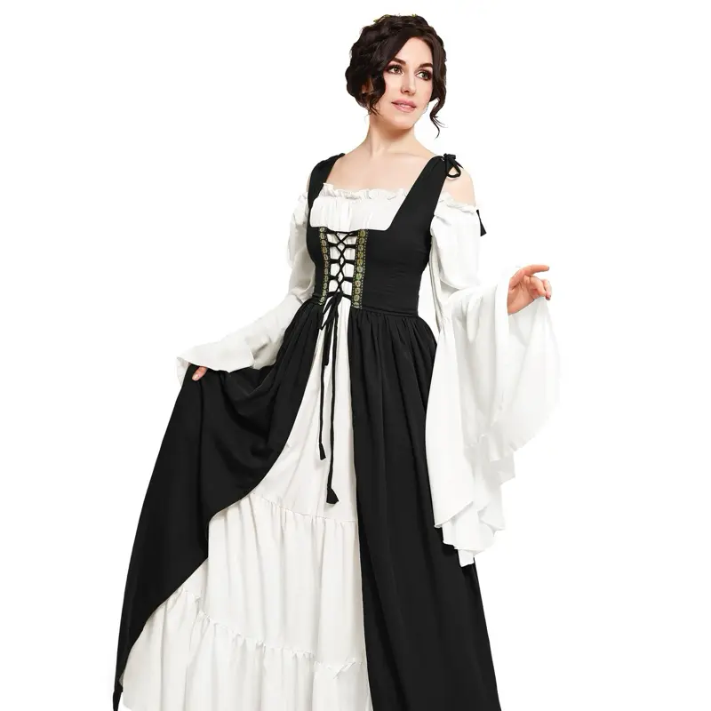 Reminisce Renaissance Faire 2 piece Full Costume Irish Dress & Long-Sleeved Chemise Adjustable Fit Comfort Clothes Soft Womenswear