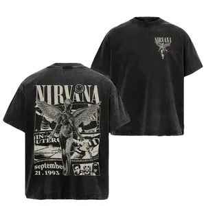 Womenswear Retro Nirvana 1993 Graphic T-Shirt, Casual Comfort Cotton Rock Band Top, Unisex Streetwear Music Lover Apparel