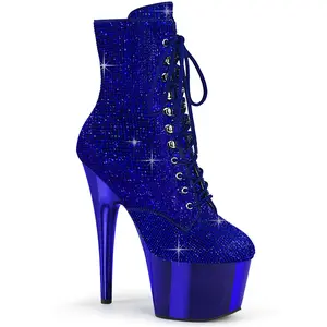 7 Inch Heel ADORE-1020CHRS Royal Blue Rhinestone