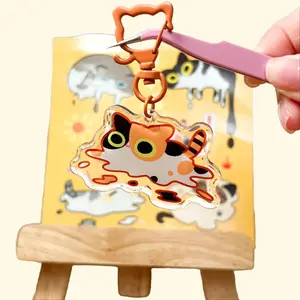 Melting Calico Kitty Epoxy Acrylic Keychain/Charm | Mikou Original Art cute keychain