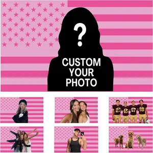 Custom Pink American Flag with Picture, Personalized USA Flag Design Your Own Image Logo Photo Text, Funny Wall Tapestry for Room Decor, Single-Sided Image Tapestry for Bedroom or Indoor Display (Neon Pink)