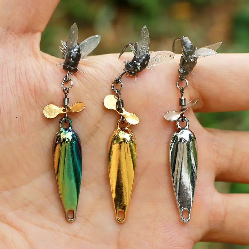 3 Pack Metal Spinner Baits, 3D Realistic Blade Fishing Lures with Propeller for Freshwater Bass Trout for Pond Lake River Angler