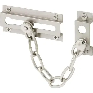 MP10304 Chain Door Lock, 3-5/16 In., Extruded Brass, Satin Nickel-Plated, 6 In.Chain (Single Pack)