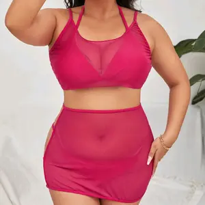 plus size 4pack Plus Triangle Thong Bikini Swimsuit With Cover Up Set