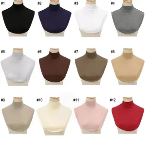 Womens Modal Turtleneck Fake Collar Islamic Hijab Extensions Solid Color Mock Neck Half Top Blouse Detachable Hijab Neck Warmer