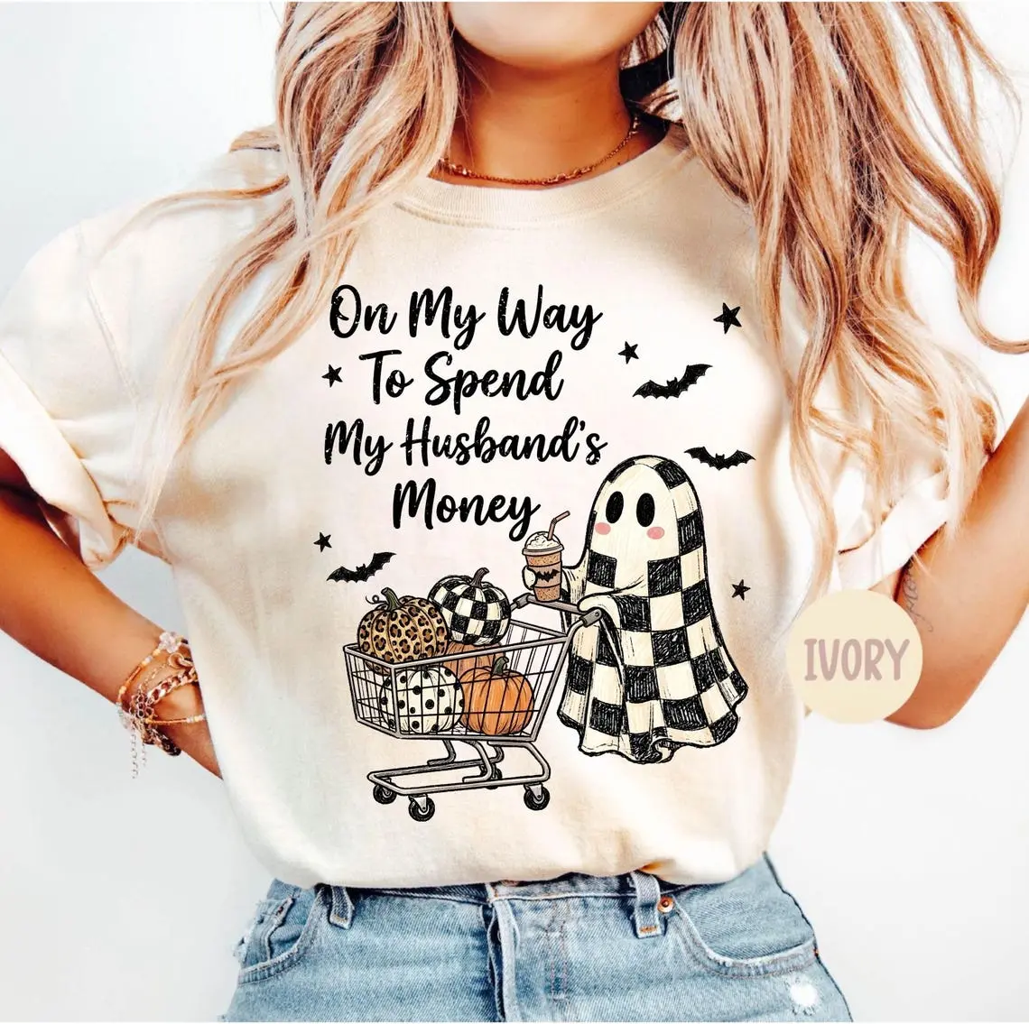On My Way To Spend My Husband's Money Sweatshirt, Funny Leopard Polka Dot Sweatshirt