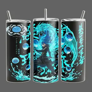 Rimuru Tempest Slime King Anime Tumbler With Handle, Blue Aura Water Spirit Cup, 20oz 40oz Insulated Travel Mug With Straw Lid