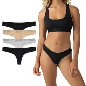 PSD Womens Neutral Solids Thong 4 Pack Boxed Gift Set - Comfortable, Breathable, Premium Modal Fabric Soft Lightweight Panties Womenswear