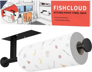 Paper Towel Holder Wall Mount - Self Adhesive No Drill or Drilling, SUS304 Stainless Steel - Kitchen, Bathroom, Sink, Pantry, Fridge(Black)