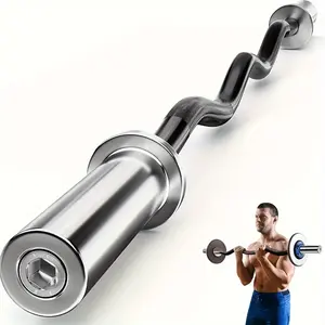 Curl Barbell Bar, Heavy-Duty Curl EZ Bar, 400LBS Load Capacity For Strength Training, Arm Muscle Exercise And Weightlifing, 2-Inch Weight Plates Curling Bar For Gym And Home