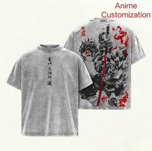 Tanjiro Kamado T-Shirt – Demon Slayer Kimetsu no Yaiba Vintage Washed Oversized Heavy Cotton Anime Manga Tee, Unisex Streetwear Retro Graphic Top Gift for Otaku Fans