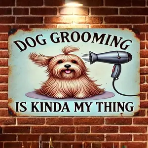 Vintage Dog Grooming Aluminum Sign Rustic Aluminum Wall Art Decor for Pet Salon Home Office Gift for Dog Groomer Home Decor Products 12x18 Inches