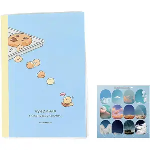 Kawaii Mini Korean Weekly Undated Planner + 1  sticker sheet - 128 pages, Soft PVC Cover Cute Small stationery for school, academic, teens, women, girls (Cookie Dough (Blue))