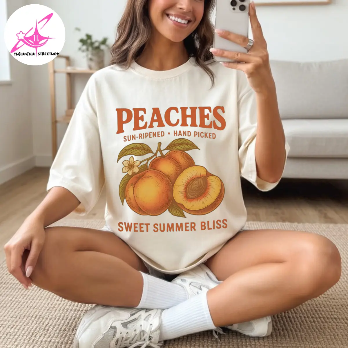 Vintage Peach Graphic Summer Comfort Colors T-shirt, Foodie Retro T-shirt, Food Lover Gift, Aesthetic Fruit Cottage Core Shirt
