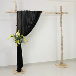 Sheer Wedding Arch Drape – 5ftx14ft Black Sheer Curtain Backdrop, Ceiling Drapery Panel