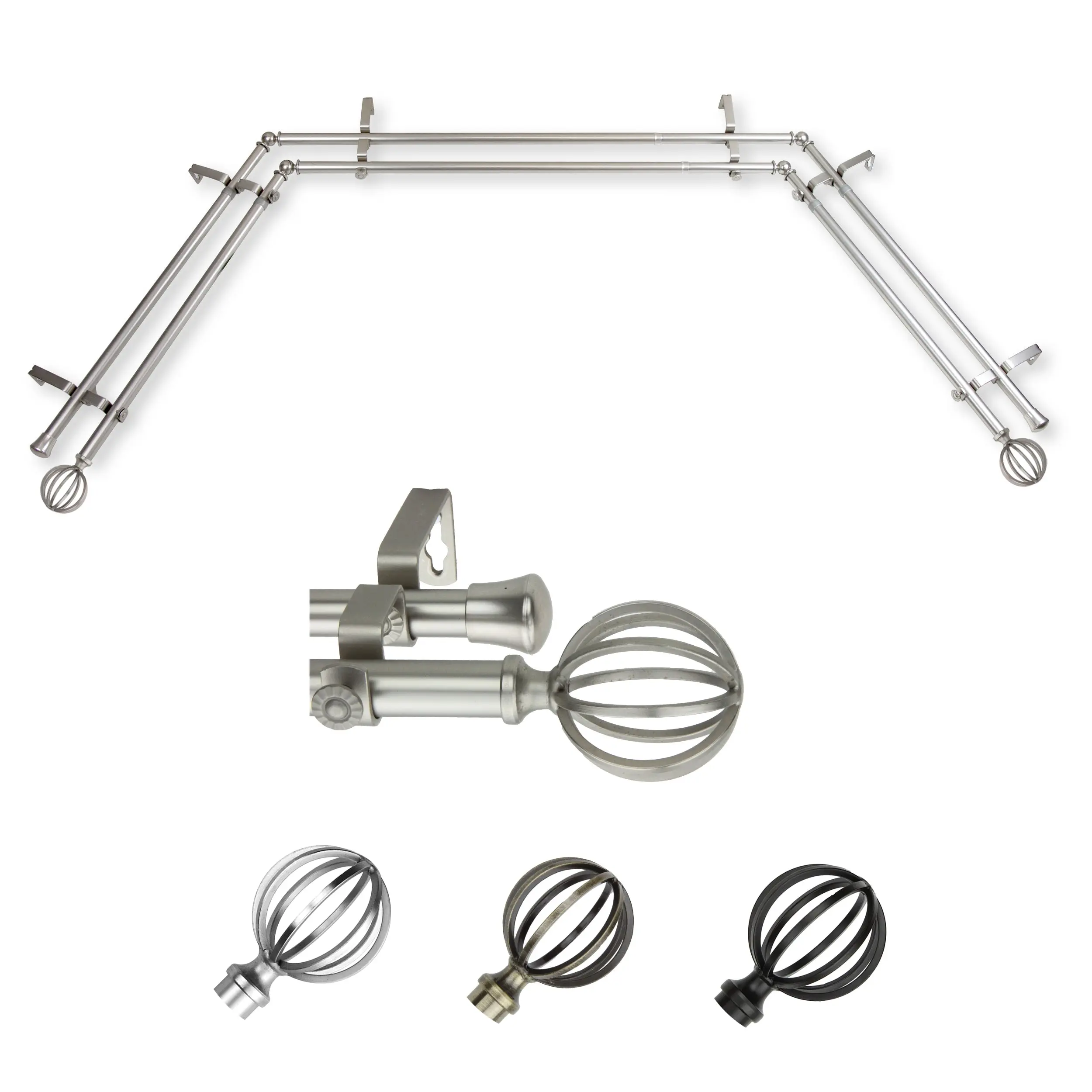Cage 13/16" Double Bay Curtain Rod