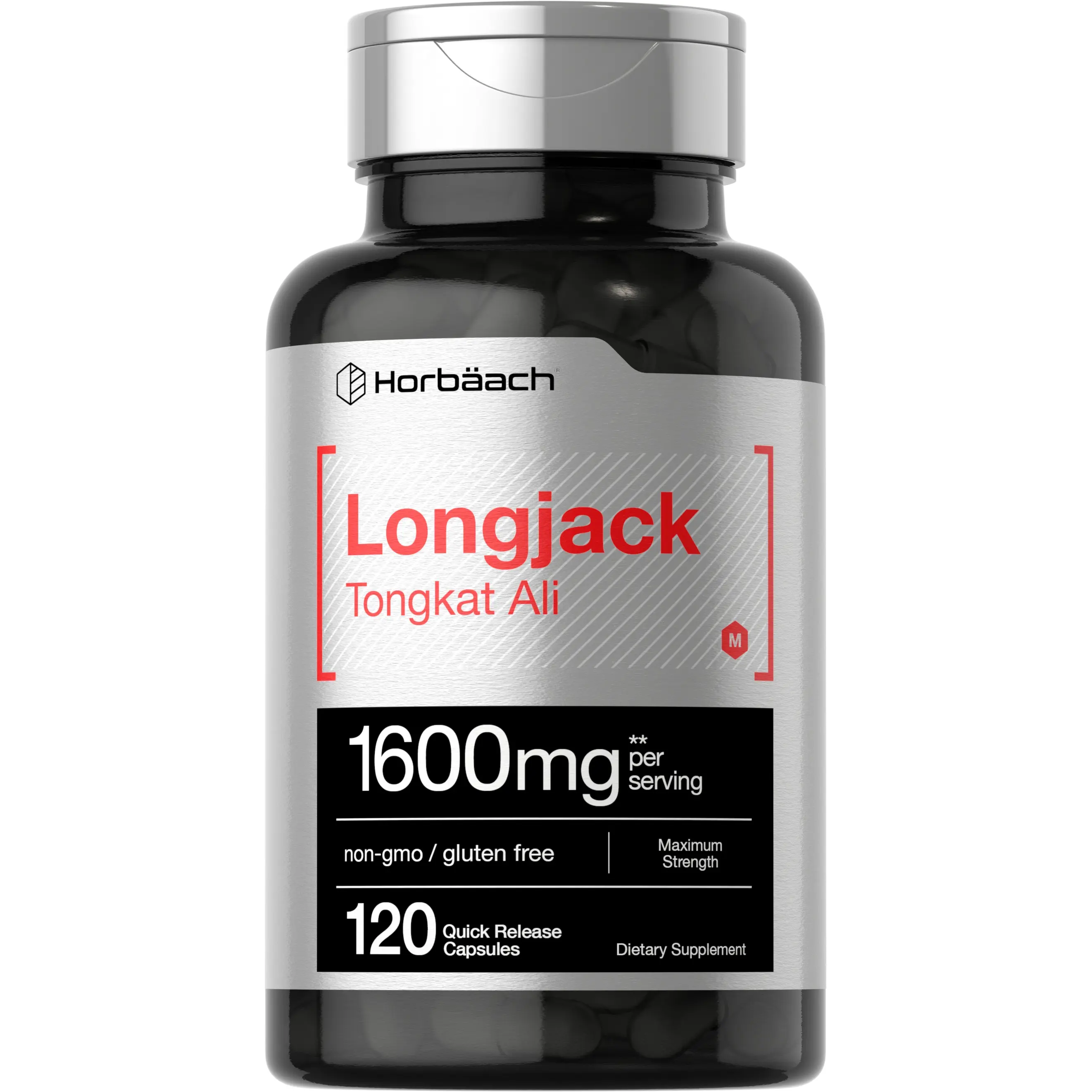 Horbäach Longjack Tongkat Ali for Men and Women 1600mg - 120 Capsules - Extract Supplement - Maximum Strength Pills - Non-GMO and Gluten Free