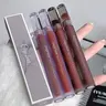 4-Pack/3-Pack Glossy Moisturizing Lip Gloss, Fine Matte Velvet Lip Paint, Liquid Form, Non-Flammable, Scpn/cpnp Notified, Matte Liquid Lipsticks