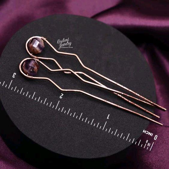 Super 7 Hammered Copper 3 Inch Hair Pins 2 Pack